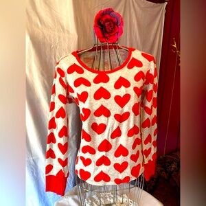 Adorable Long Sleeve, Crew Neck, 100% Cotton Shirt with Hearts